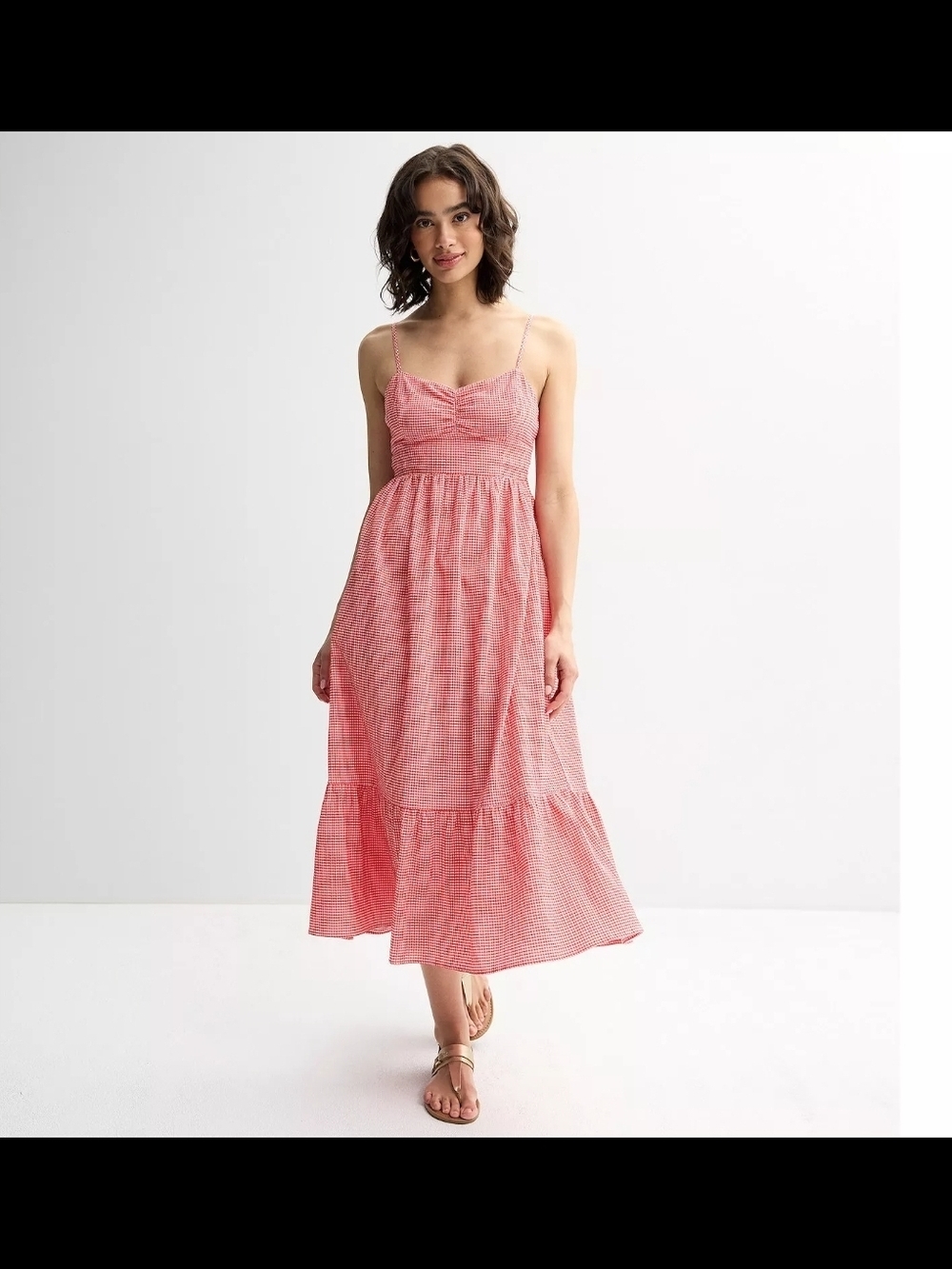 Rewind Red Gingham Maxi Sundress S Tie Back